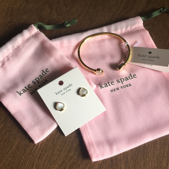 kate spade Jewelry - Kate Spade ♠️ Gold/Cream Earring & Cuff Bundle NWT